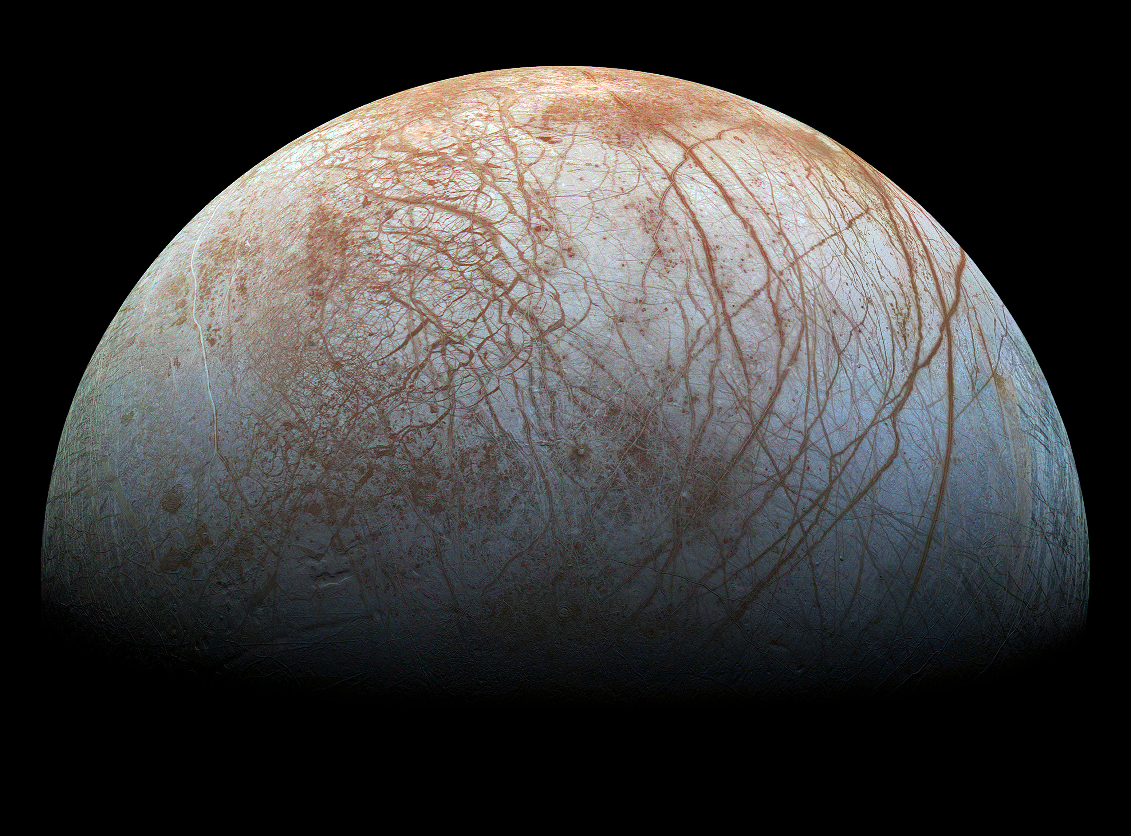 Europa, Jupiter's icy moon, whose subsurface ocean may harbor life