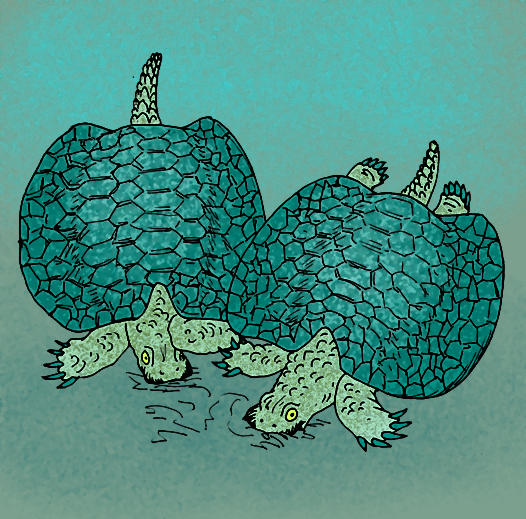 Reconstruction of Henodus chelyops, a freshwater placodont that resembled a modern turtle