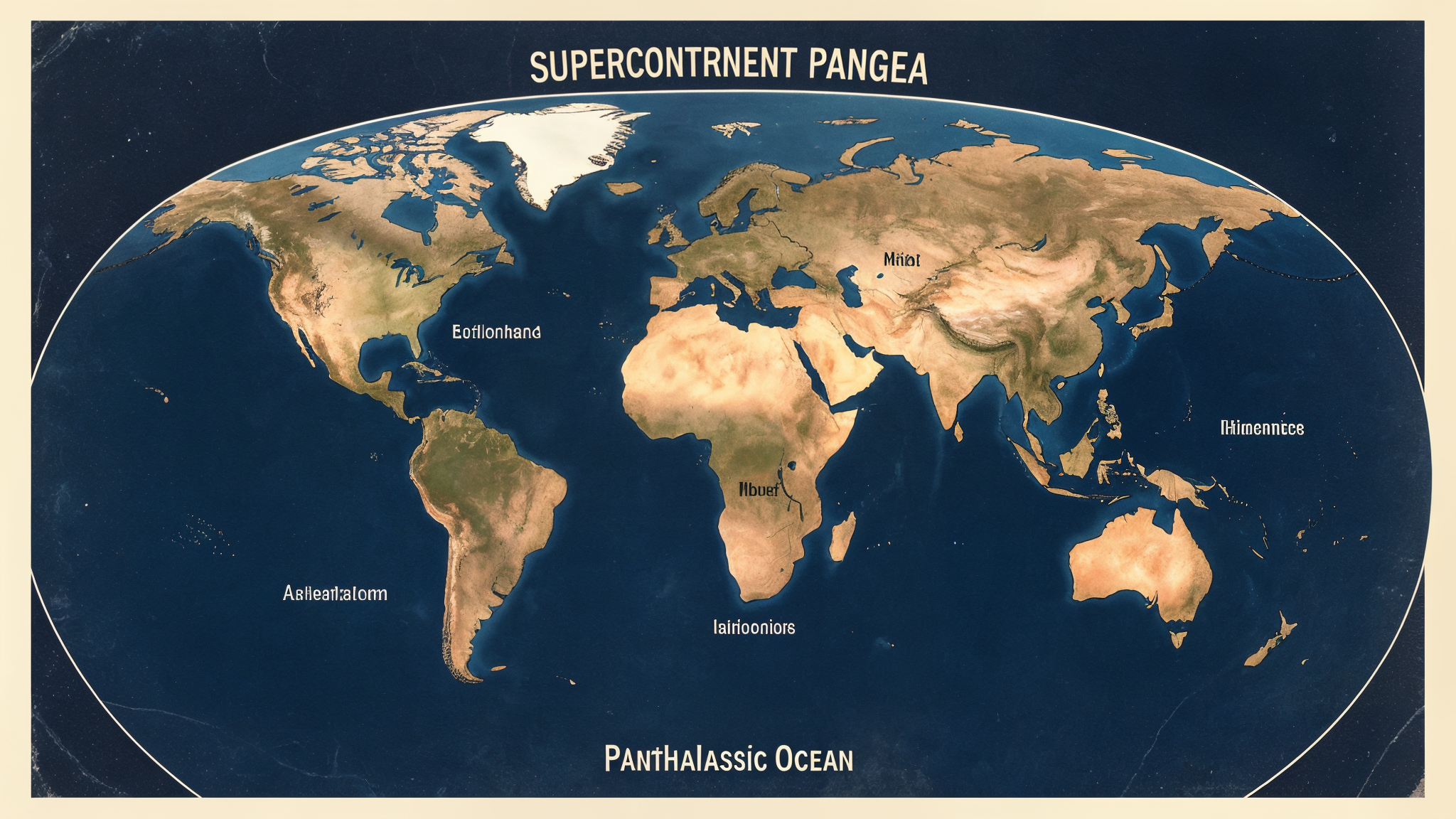 Pangea supercontinent illustration showing all land masses joined together