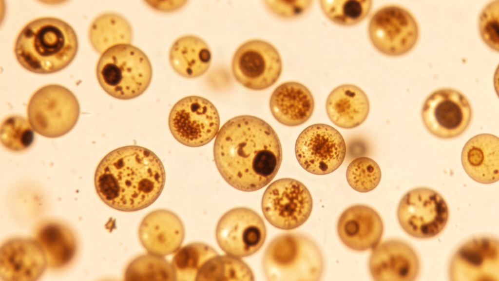 Triops dormant eggs under magnification
